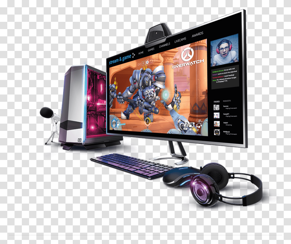 Gaming Desktop Desktop Computer, Computer Keyboard, Computer Hardware, Electronics, Person Transparent Png