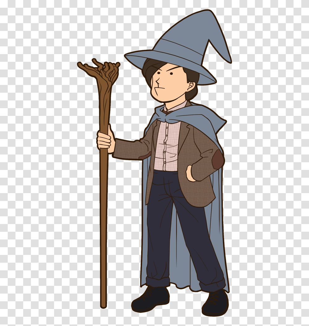 Gandalf, Person, Hat, Stick Transparent Png