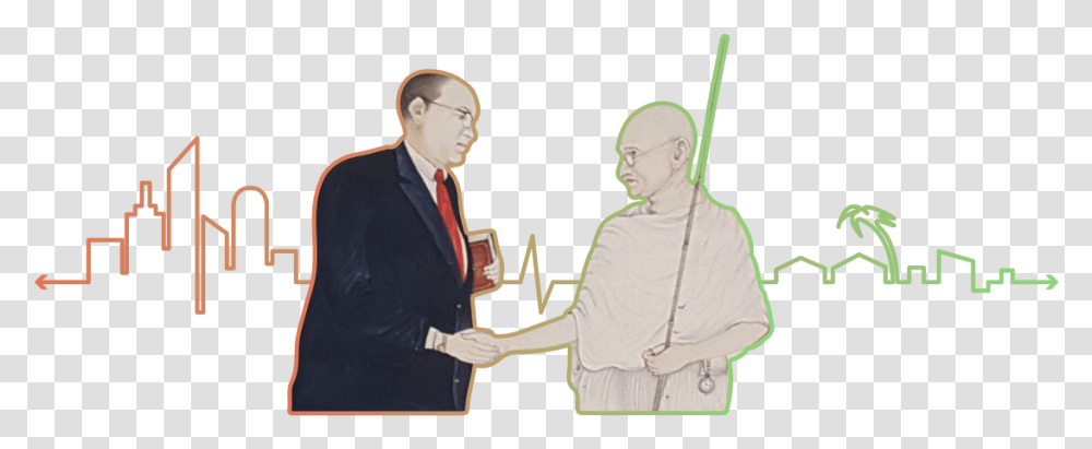 Gandhi Clipart Mahatma Gandhi And Dr Ambedkar, Person, Tie, Hand, Crowd Transparent Png