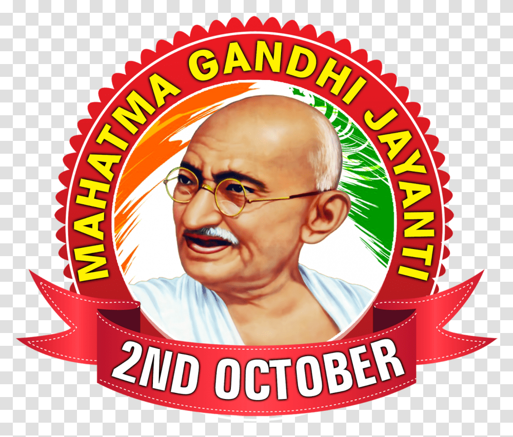 Gandhi Jayanthi 2nd October Logo And Images Birthday Poster, Label, Text, Symbol, Glasses Transparent Png