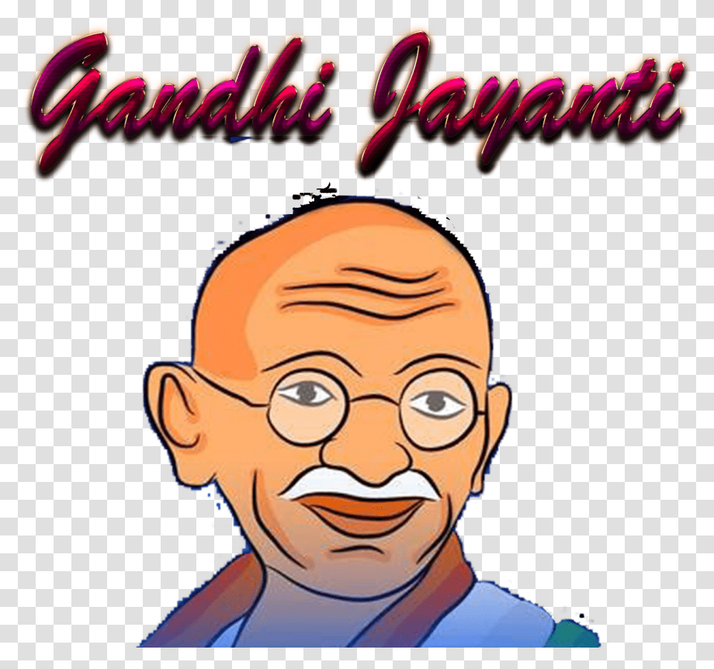 Gandhi Jayanti Background Cartoon, Person, Human, Face, Poster Transparent Png