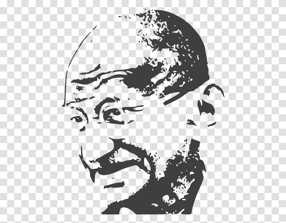 Gandhiji Black And White, Head, Face Transparent Png