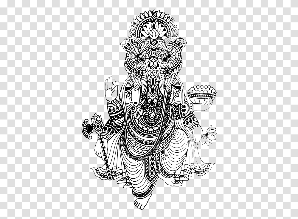 Ganesha Black And White, Doodle, Drawing, Pattern Transparent Png