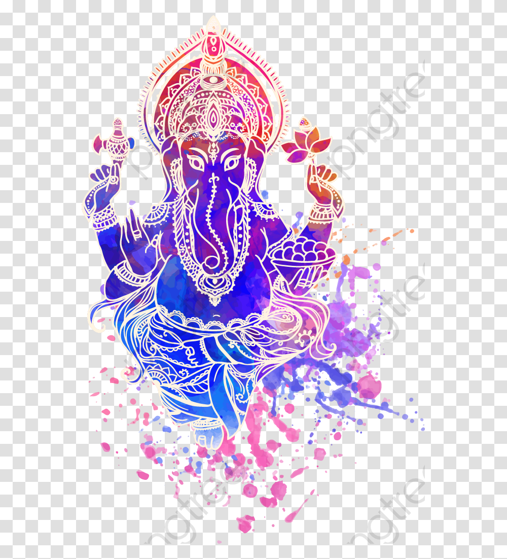 Ganesha Ink Elephant Head Ganesha, Paper, Pattern Transparent Png