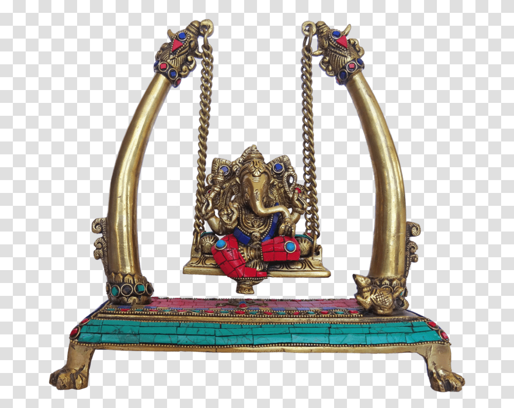 Ganesha Sitting On Decorative Brass Julla With Multi Ganesha, Furniture, Sink Faucet, Throne Transparent Png