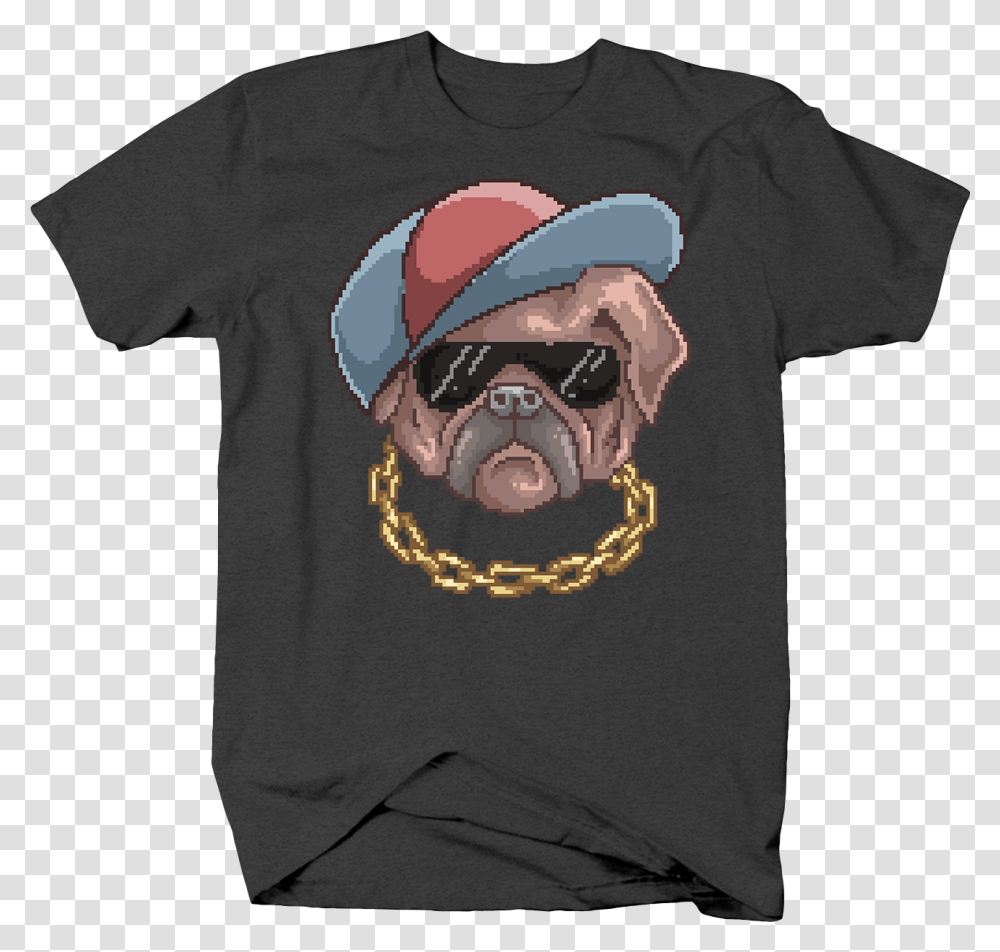 Gangster Bulldog With Snapback And Chain Pixel Art Boardwalk T Shirts Beach, Apparel, Pet, Animal Transparent Png