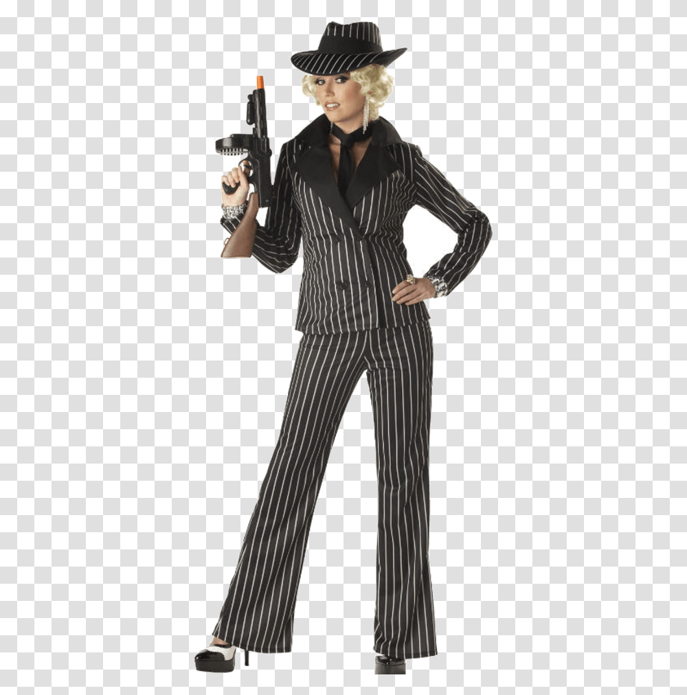 Gangster Lady Costume, Suit, Overcoat, Apparel Transparent Png