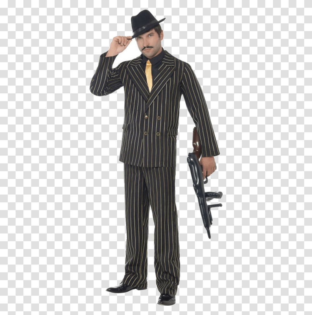 Gangster Mafia Pinstripe Suit, Overcoat, Tuxedo, Person Transparent Png