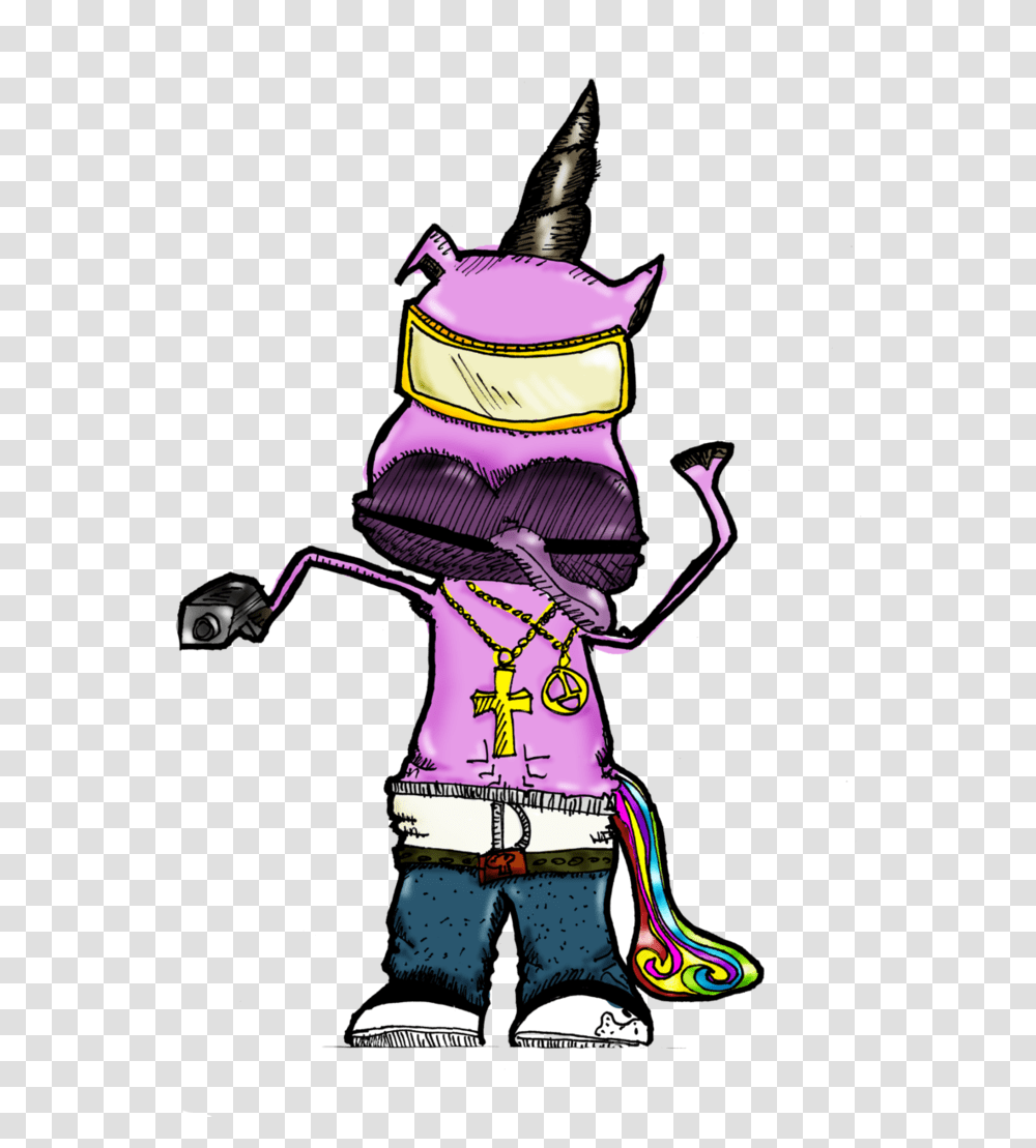 Gangster Unicorn Form Hell By Crazy Cartoon Character Drawings Like Unicorn, Person, Clothing, Performer, Leisure Activities Transparent Png