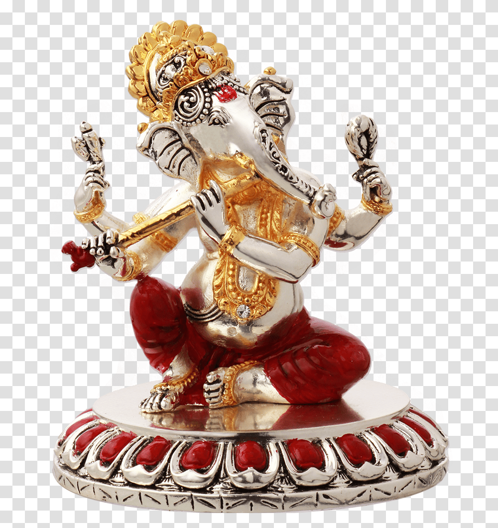 Ganpati With Flute Statue, Figurine, Toy, Bronze Transparent Png