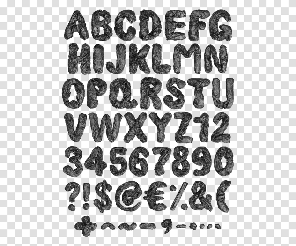 Garbage Pack Dark Font Monochrome, Word, Alphabet, Rug Transparent Png