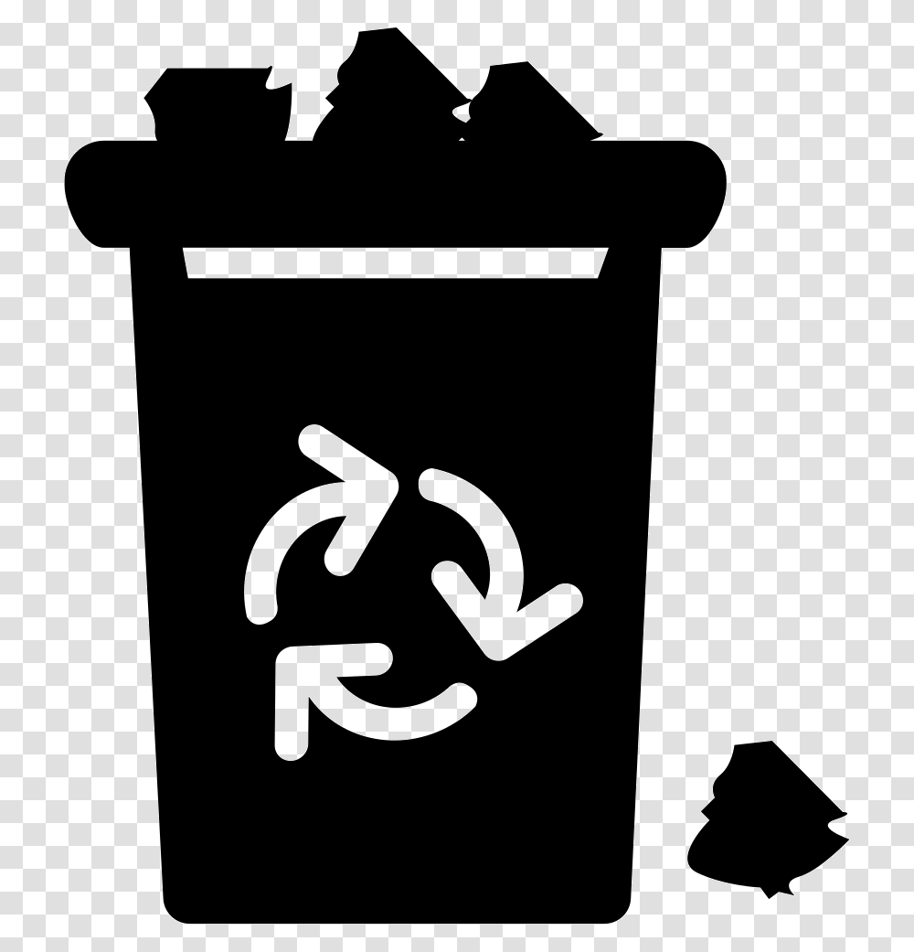 Garbage With Recycle Sign Overflowing With Trash Garbage Icon, Stencil, Recycling Symbol, Mailbox Transparent Png