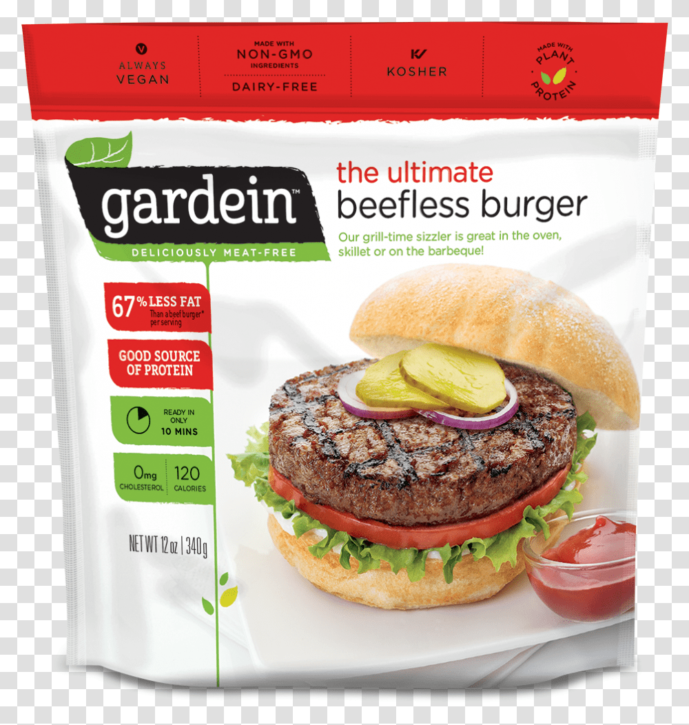 Gardein Ultimate Beefless Burger, Food, Advertisement, Flyer, Poster Transparent Png