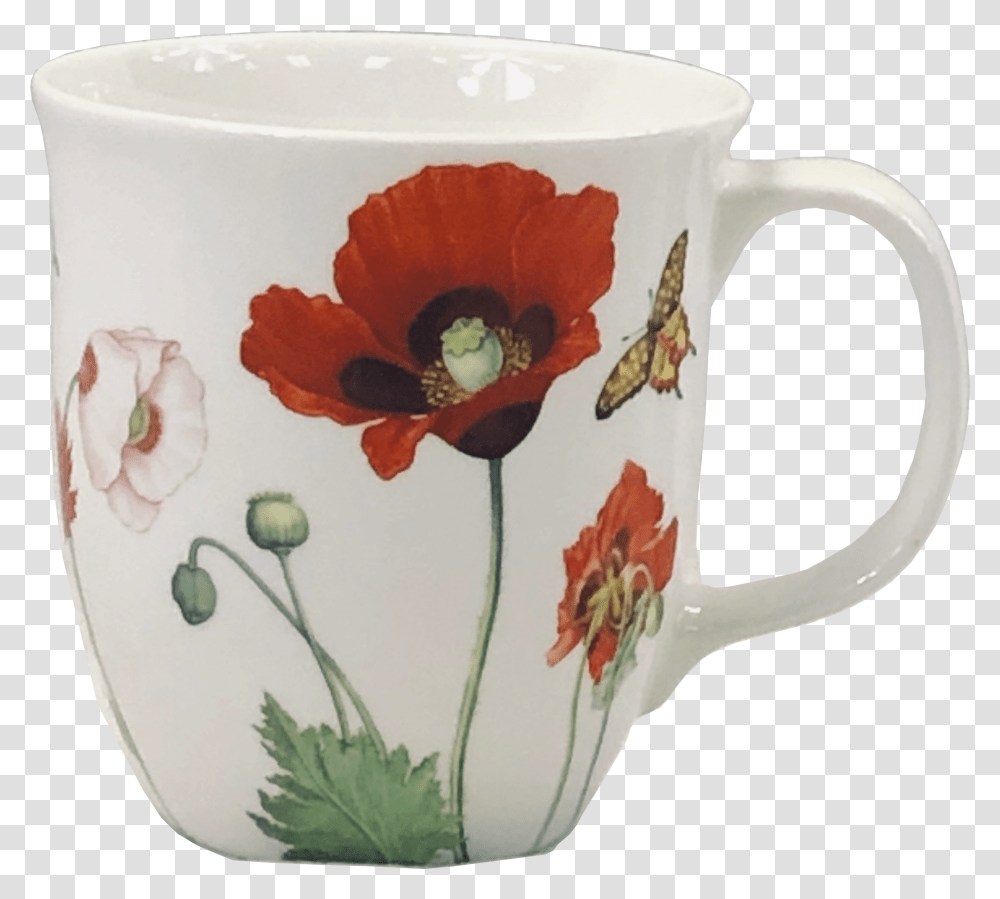 Garden Collection Poppies Java Mug Coffee Cup, Pottery, Saucer, Porcelain, Art Transparent Png