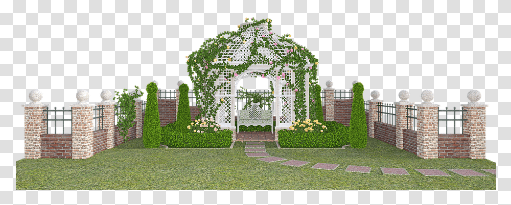 Garden Flowers Rosa Spring Flowering Nature Plant Arch, Grass, Outdoors, Gate, Arbour Transparent Png