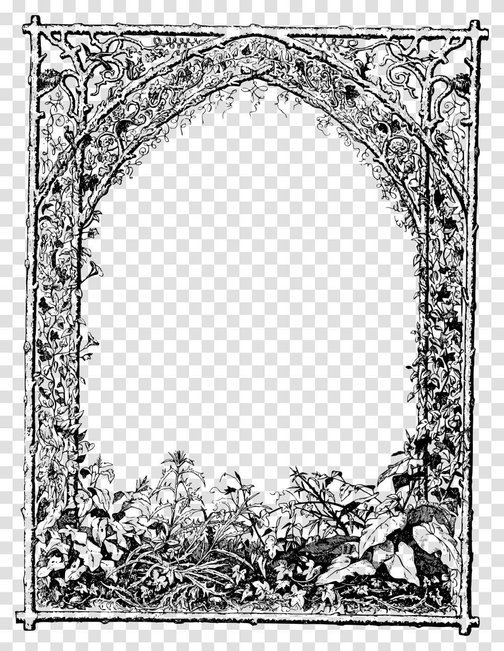 Garden Foilage Frame Clip Arts Garden Frames, Gray, World Of Warcraft Transparent Png