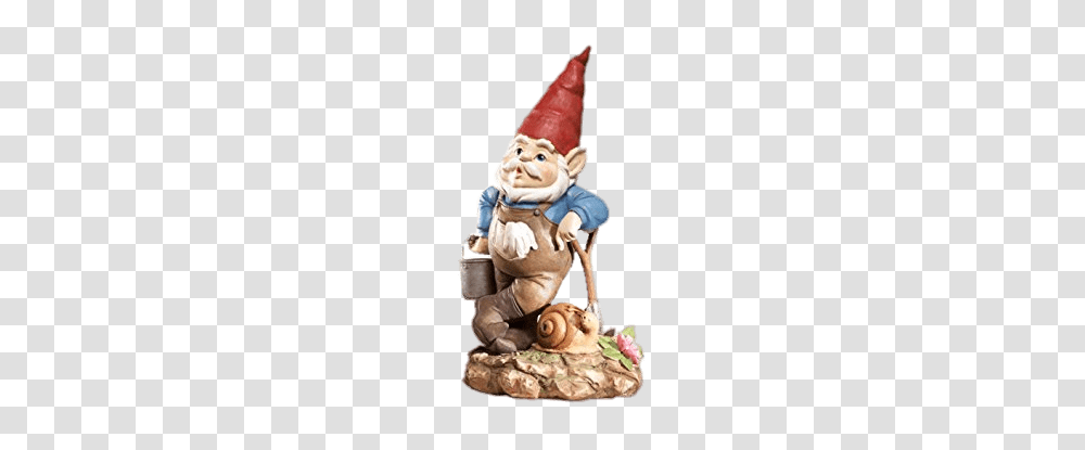 Garden Gnome And Snail, Figurine, Toy, Ivory, Kneeling Transparent Png