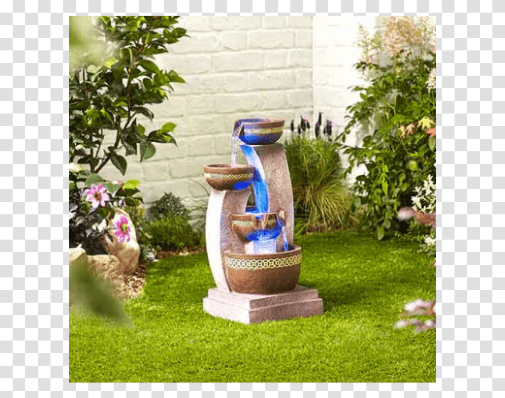 Garden Led Fountain, Grass, Plant, Water, Yard Transparent Png