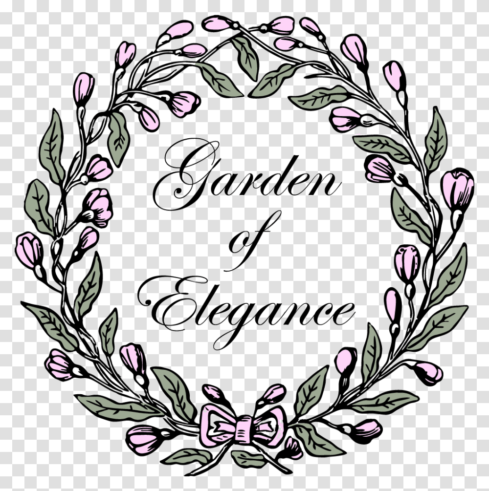Garden Of Elegance Free Floral Wreath Clipart Black And White, Plant, Label, Pattern Transparent Png