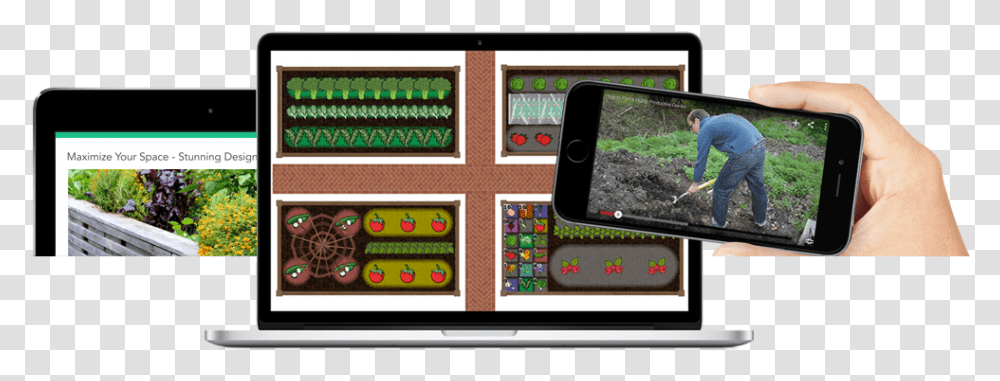 Garden Planning Apps For Desktop And Mobile Devices Vegetable Garden Planner App, Person, Human, Mobile Phone, Electronics Transparent Png