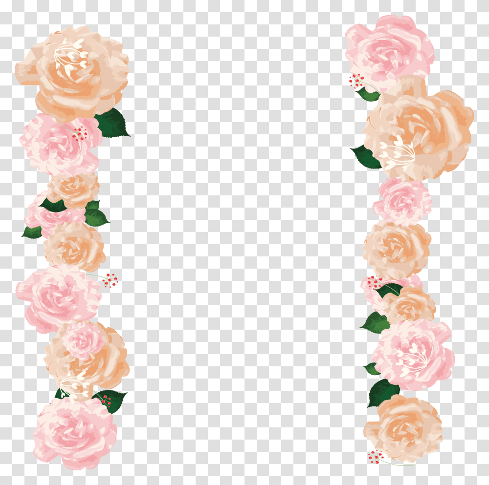 Garden Roses Border Flowers Pink Pink Rose Border, Plant, Blossom, Floral Design, Pattern Transparent Png