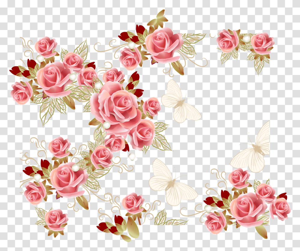 Garden Roses Pink Flower Rose Pink Flower, Floral Design, Pattern, Graphics, Art Transparent Png