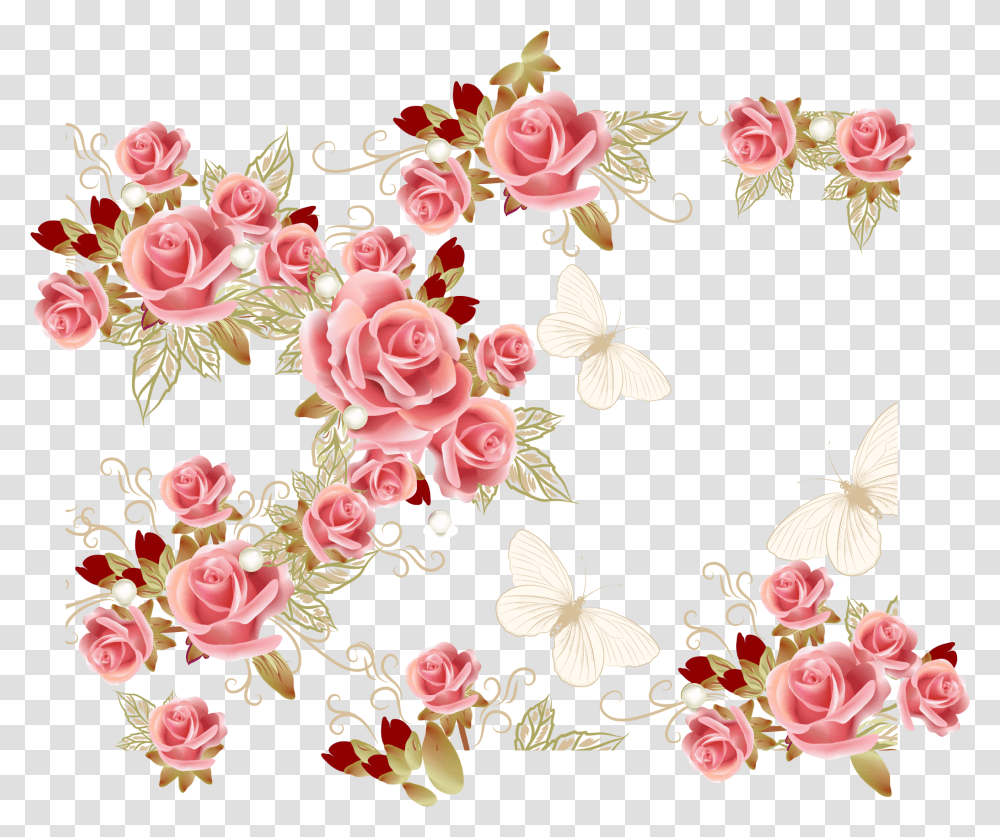 Garden Roses Pink Flower Wedding Greeting Card Designs, Floral Design, Pattern Transparent Png