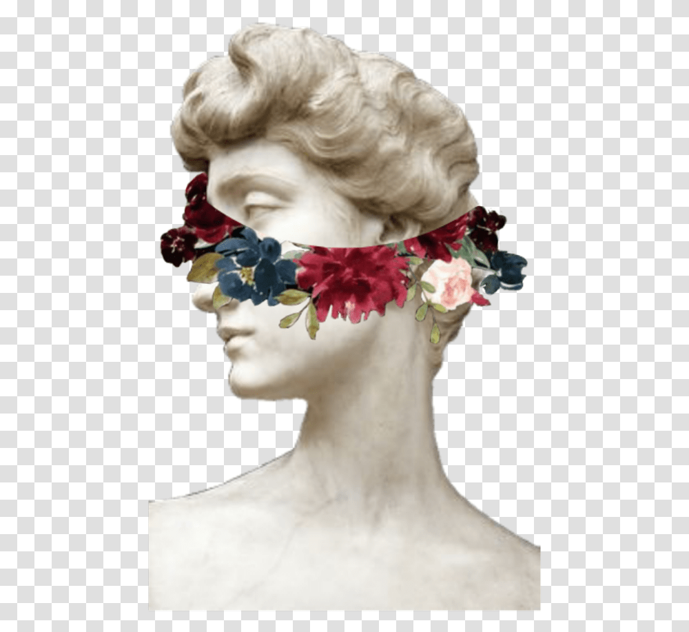 Garden Statue Edits Flowers Vaporwave Retrowave Artificial Flower, Head, Face, Person, Costume Transparent Png
