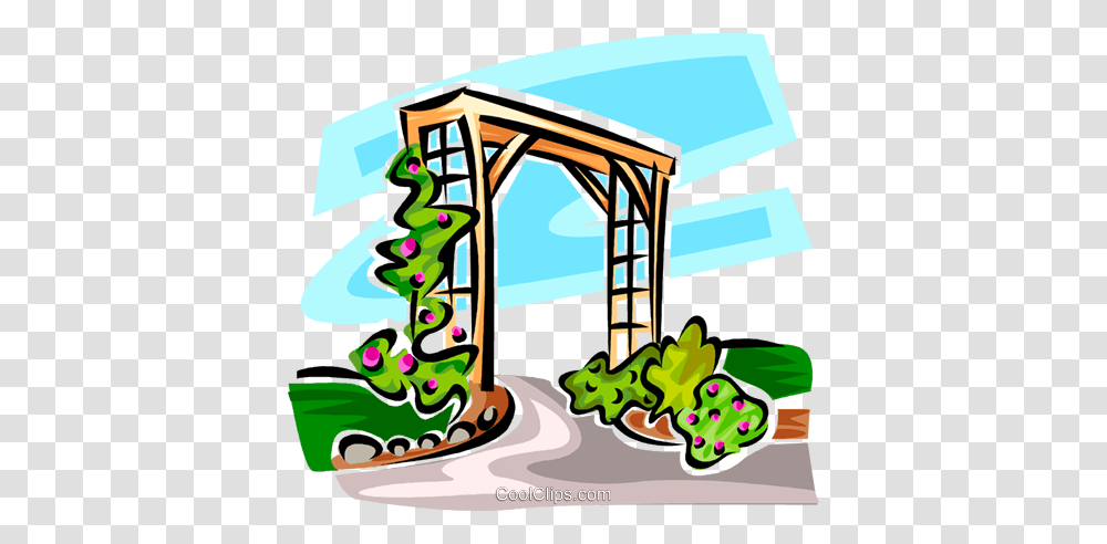 Garden Trellis Royalty Free Vector Clip Art Illustration, Building, Bridge, Architecture, Road Transparent Png