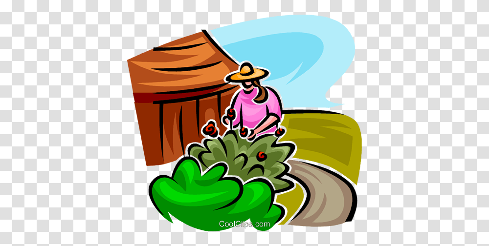 Gardener Looking After A Shrub Royalty Free Vector Clip Art, Person, Outdoors, Nature Transparent Png