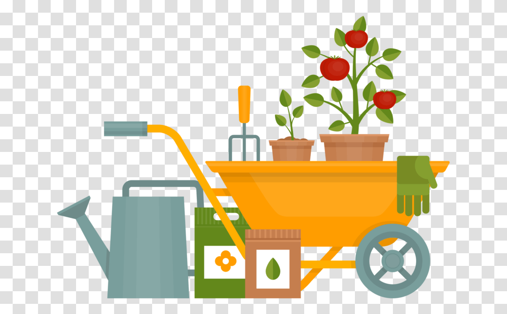 Gardening Hd Free Image Hd Garden Clipart, Vehicle, Transportation, Fire Truck, Wheelbarrow Transparent Png