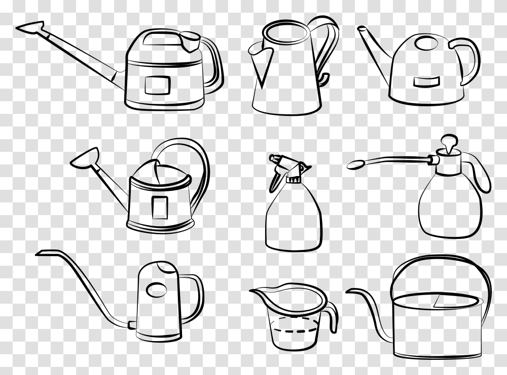 Gardening Tool Kettle Element And Vector Image Sketch, Gray, World Of Warcraft Transparent Png