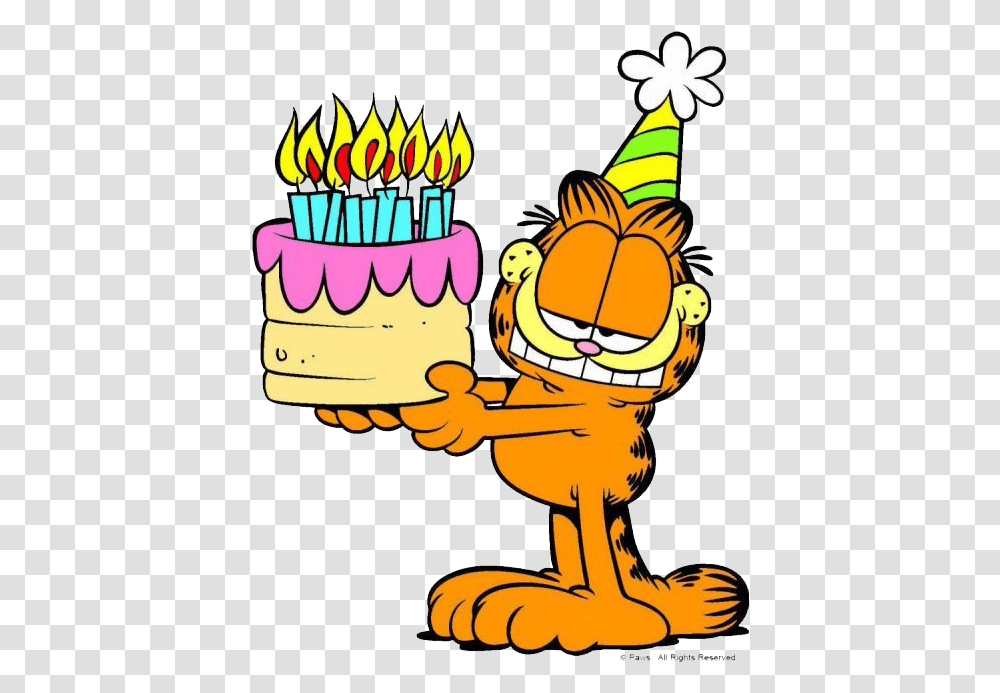 Garfield Cartoon Background Garfield Eating A Birthday Cake, Food, Dessert, Poster, Advertisement Transparent Png