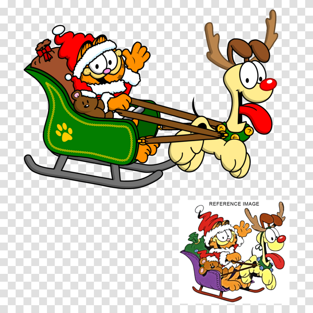Garfield Clipart Garfield Odie Garfield And Odie Christmas, Transportation, Vehicle, Sled Transparent Png