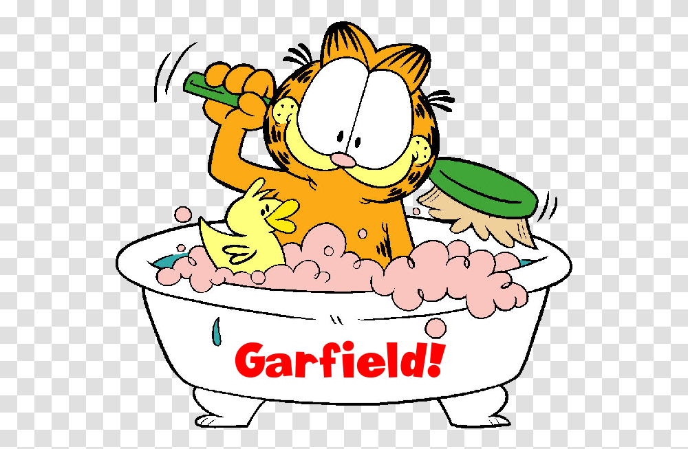 Garfield Clipart Garfield Taking A Bath, Tub, Bathtub, Food, Meal Transparent Png