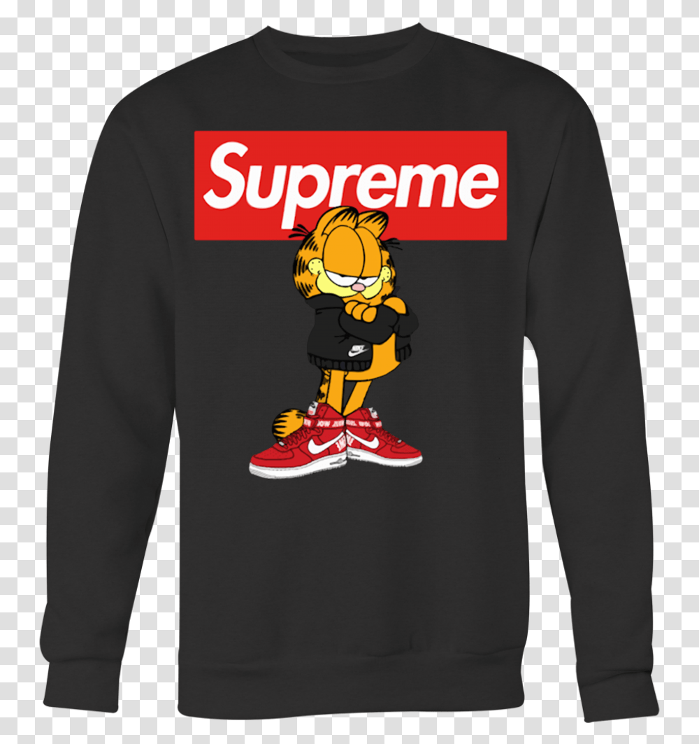 Garfield Supreme And Nike Logo Stay Stylish T Shirt Roblox Clothing Group Logo, Sleeve, Apparel, Long Sleeve, Sweatshirt Transparent Png