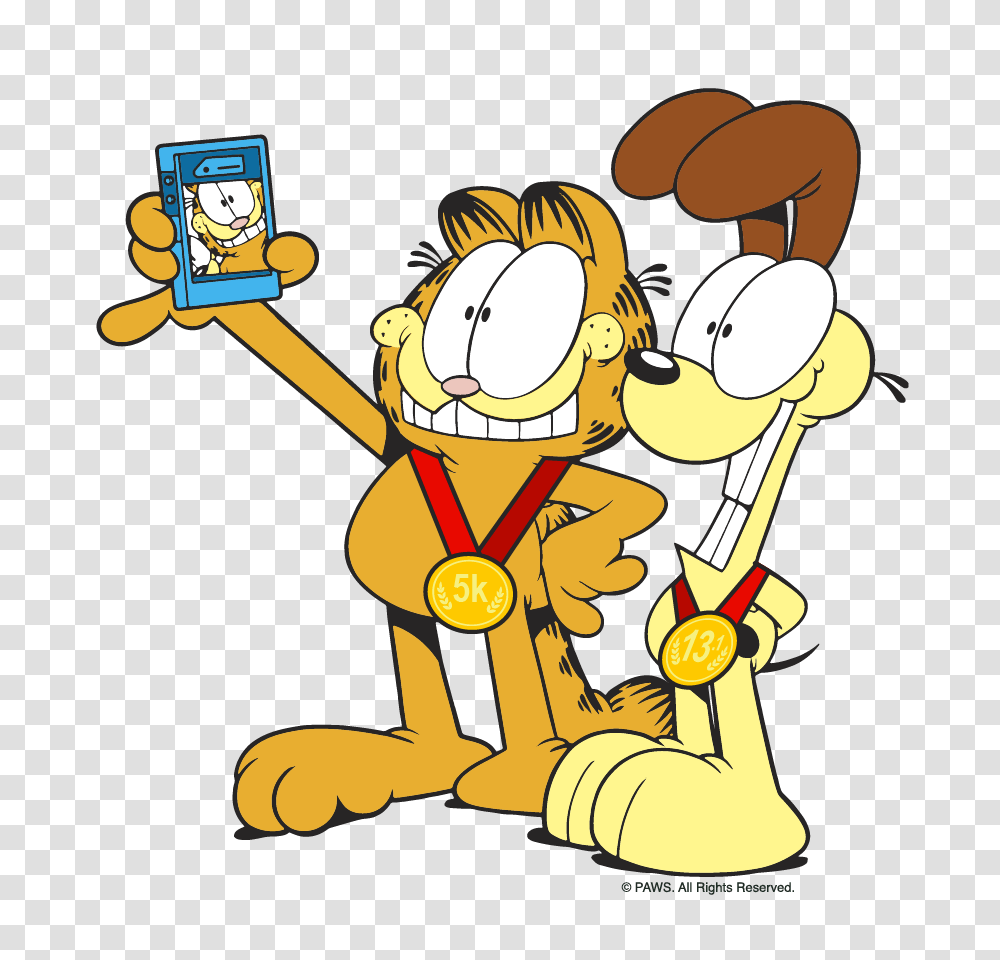 Garfield Virtual Race Series Run With Character, Lawn Mower, Tool, Meal, Food Transparent Png