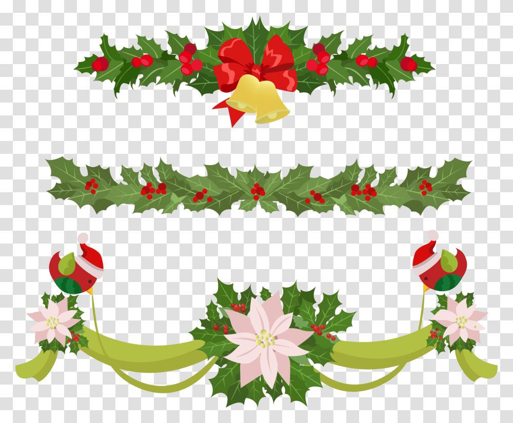 Garland Christmas Euclidean Vector Clip Art Christmas Wreath Decoration Clipart, Floral Design, Pattern, Plant Transparent Png