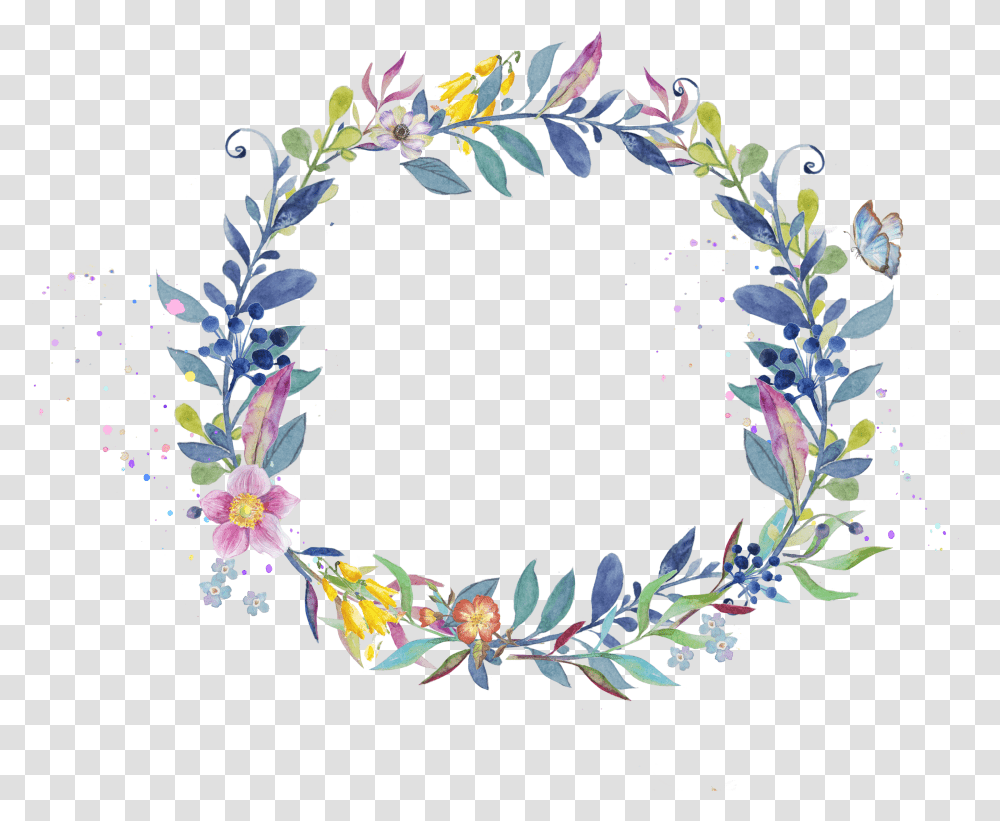 Garland Clipart Leaves Flower Wreath Watercolor, Floral Design, Pattern, Plant Transparent Png