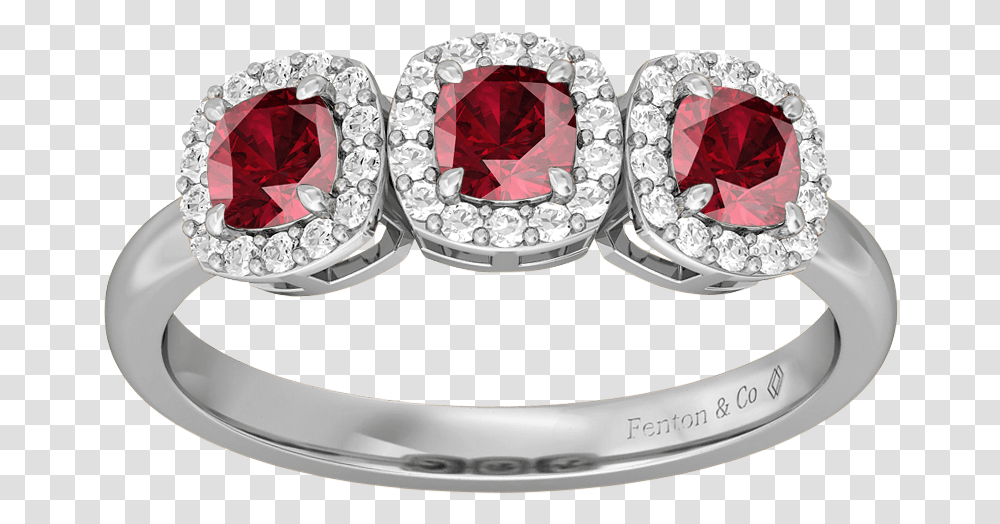 Garland Cushion Ruby 18kt White Gold Ring, Diamond, Gemstone, Jewelry, Accessories Transparent Png