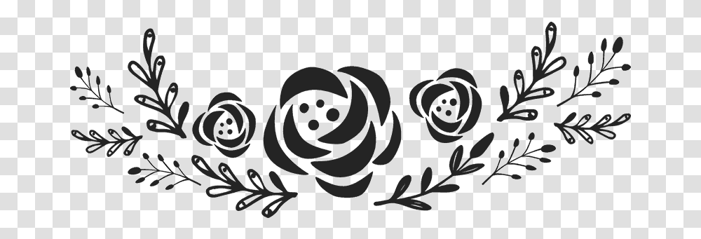 Garland With Flowers Rubber Stamp Flower Garland Black And White, Spiral, Coil, Graphics, Art Transparent Png