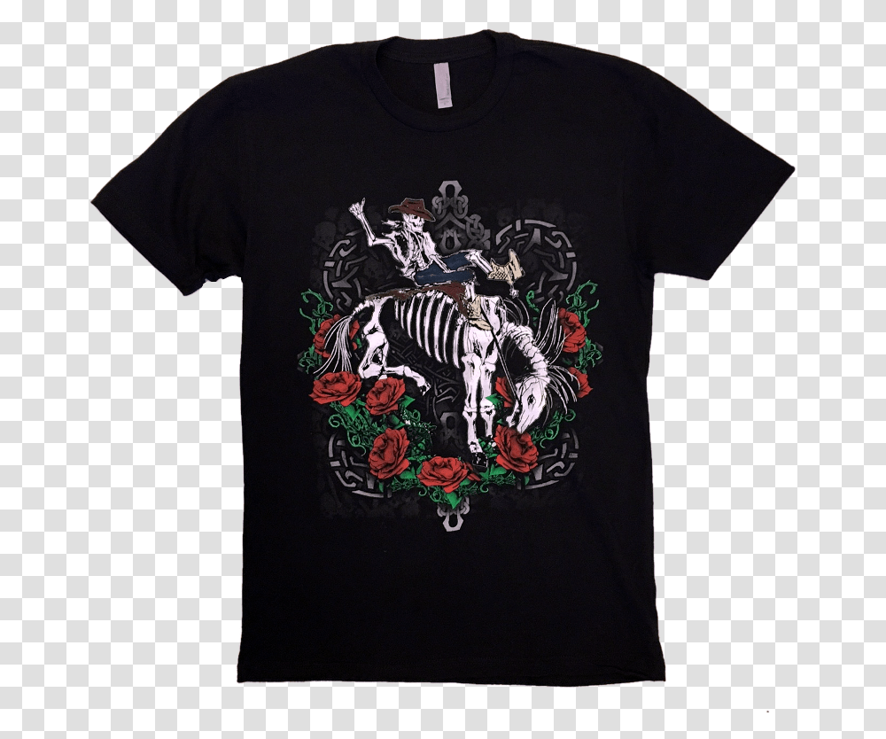 Gary Allan Black Skeleton And Roses TeeTitle Gary Skeleton Horse And Rider, Apparel, Sleeve, T-Shirt Transparent Png