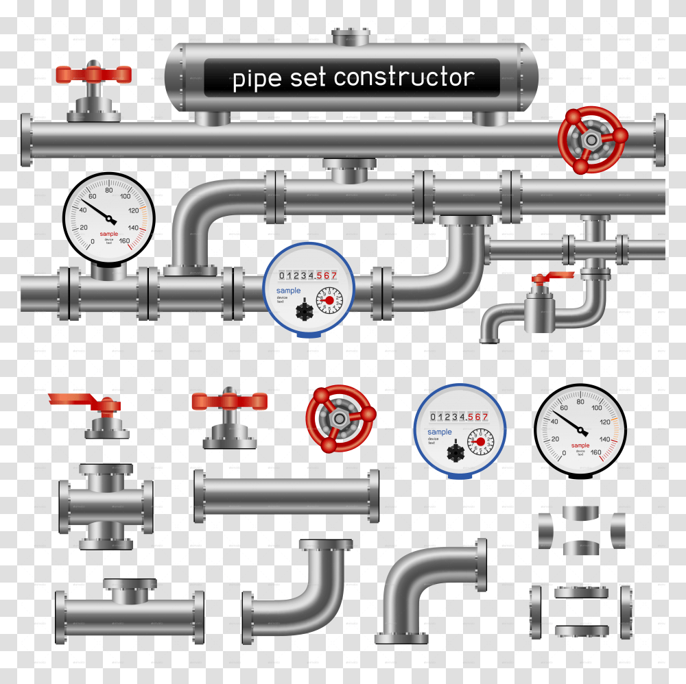 Gas Pipe Constructor, Gauge, Tachometer, Machine, Clock Tower Transparent Png
