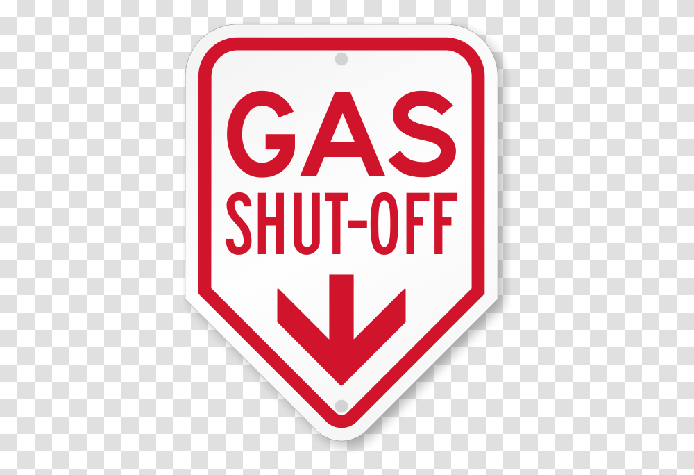 Gas Shut Off With Down Arrow Sign Sign, Road Sign Transparent Png
