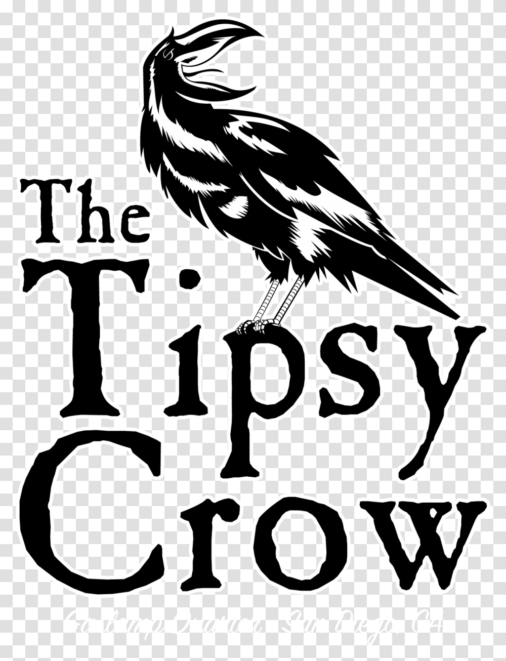 Gaslamp San Diego Sports Bar Club Tipsy Crow Logo, Text, Symbol, Trademark, Vulture Transparent Png