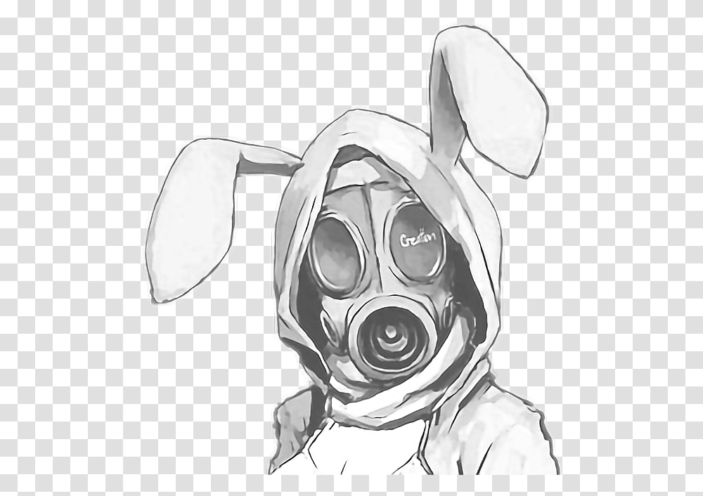 Gasmask Bunny Girl Ryeowook Anime Gas Mask Drawing, Person, Animal, Mammal Transparent Png