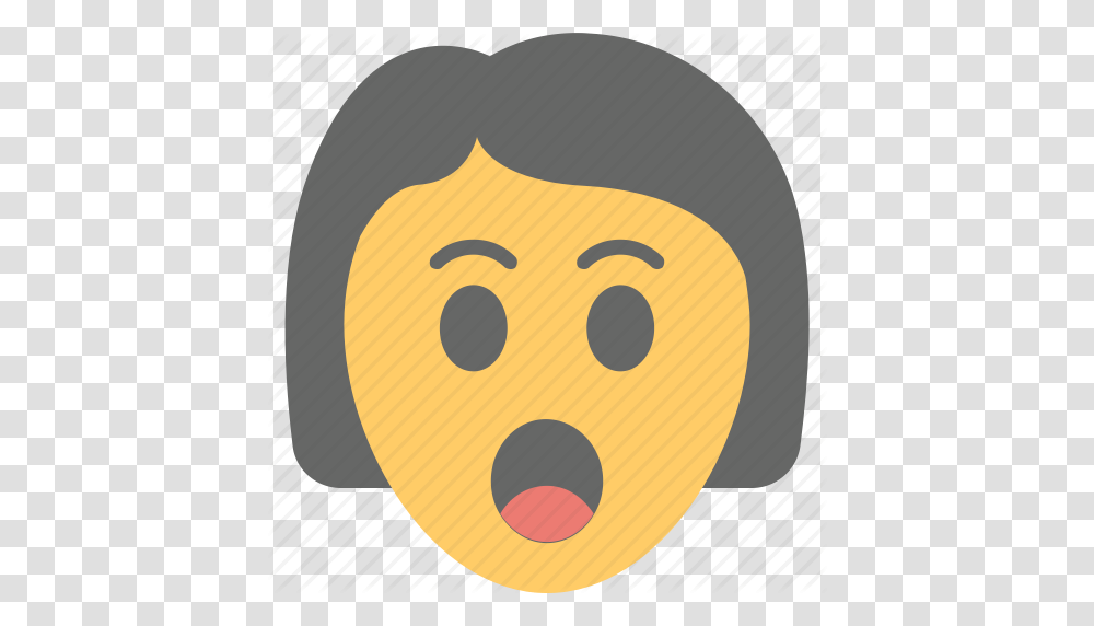 Gasping Face Girl Emoji Girl Surprised Open Mouth Shocked Icon, Pillow, Cushion, Plant, Food Transparent Png
