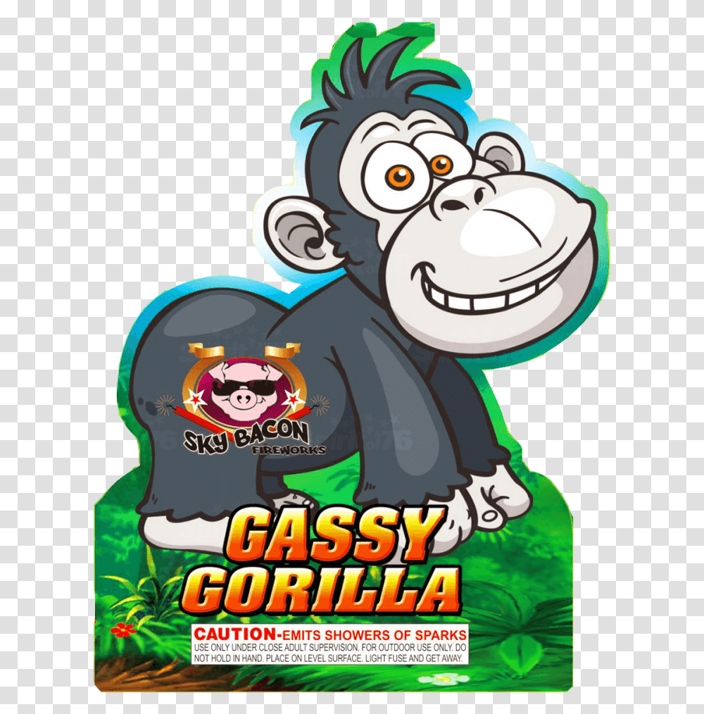 Gassy Gorilla Fireworks, Poster, Advertisement, Animal Transparent Png