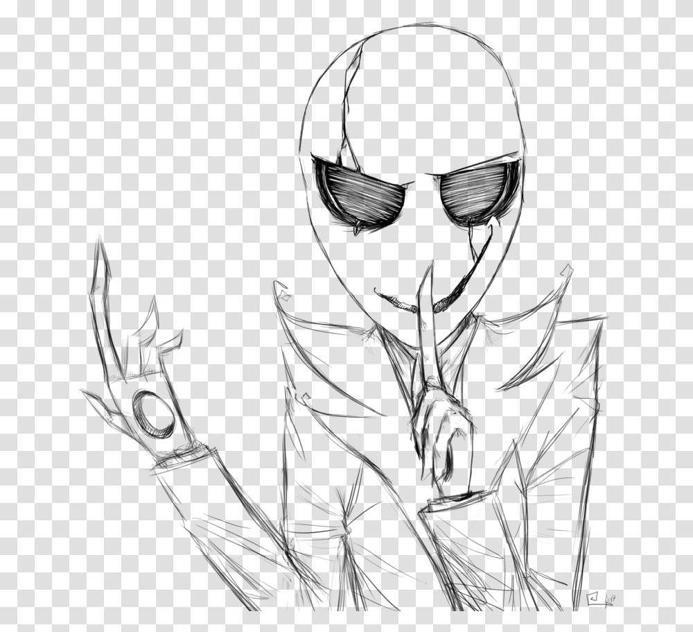 Gaster Outlines Sketch Thingy By Spirit Of Steam Sketch, Gray, World Of Warcraft Transparent Png