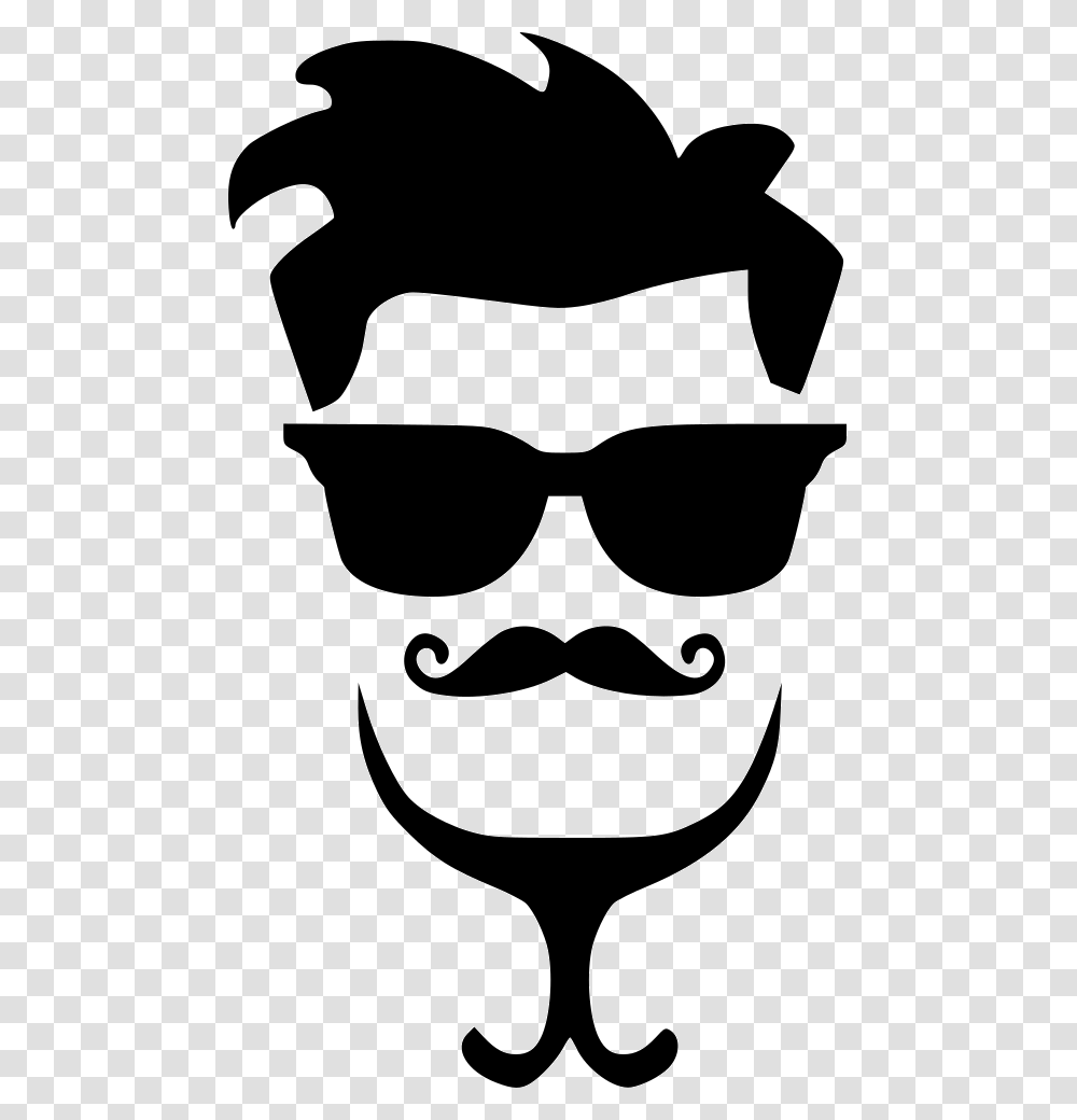 Gay Hipster Man Hair Fasion Style Glasses Comments Man With Mustache Icon, Stencil, Sunglasses, Accessories, Accessory Transparent Png